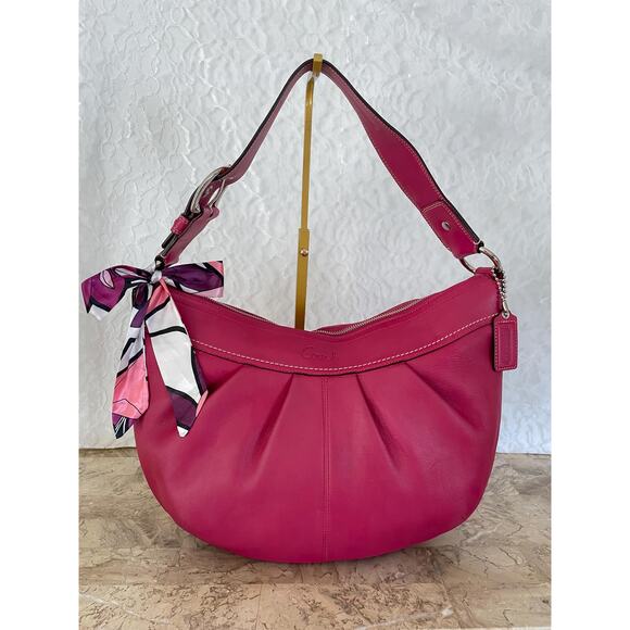 Coach Large Ergo Pleated hobo/soho raspberry Leather Shoulder Bag F13731 - Picture 1 of 13